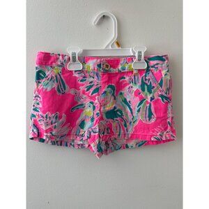 Lilly Pulitzer Mini Callahan Pink & Multicolor Tropical Print Shorts Size 10 Cot
